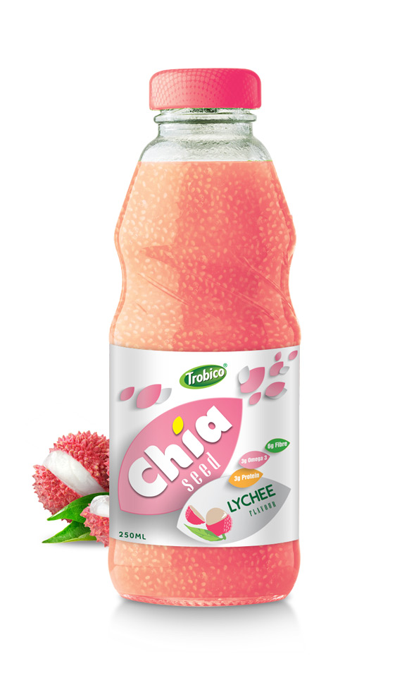 250ml Chia Seed Lychee Flavour Glass bottle Beverage Manufacturer